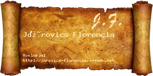 Járovics Florencia névjegykártya